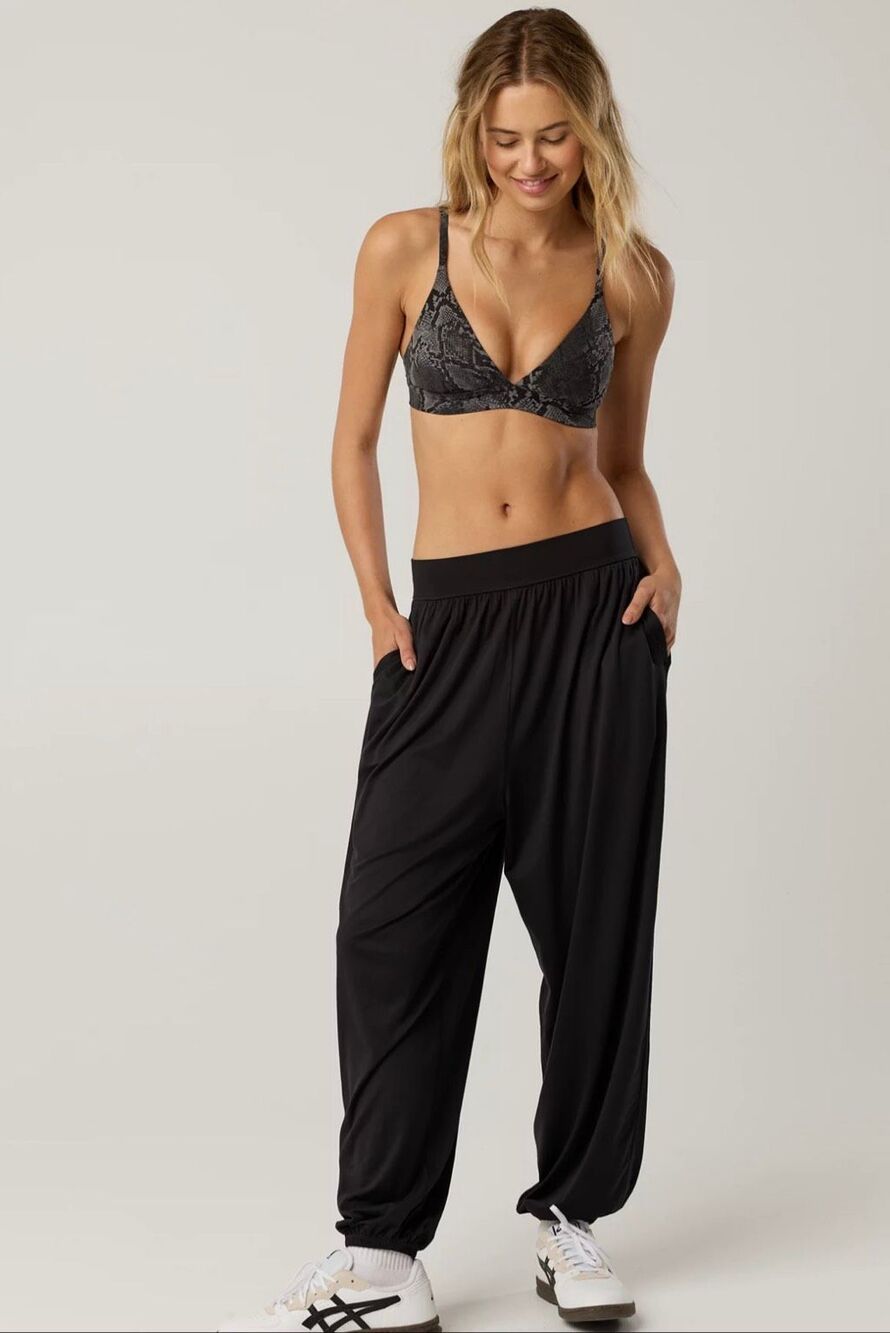 Aerie Black Cinch Ankle Boho Pants With Pockets Size Small